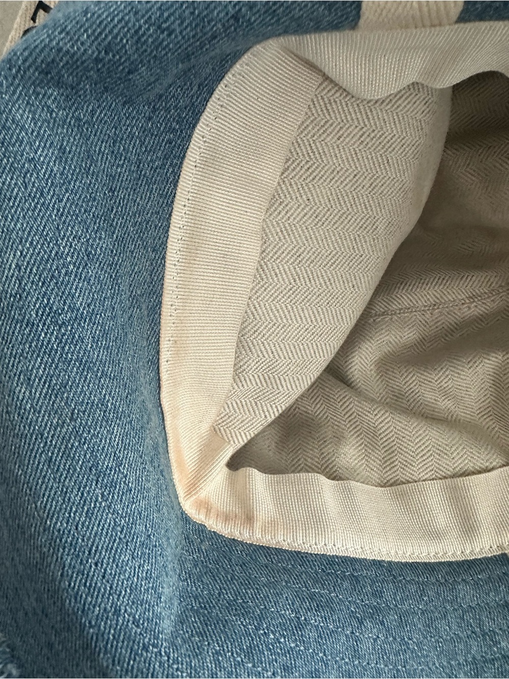 Loewe Light Blue Frayed Denim Bucket Hat with Branded Chin Straps - Picture 7 of 7